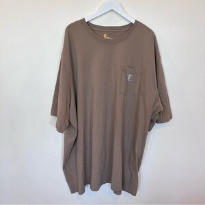 Carhartt Mens K87 Medium Short Sleeve T-Shirt Desert Brown Pocket Size 5X Cotton